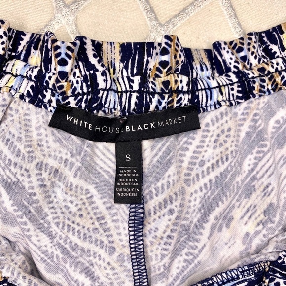 White House Black Market Chevron Tie Front Sleeveless Blouse Blue & White - Picture 12 of 12